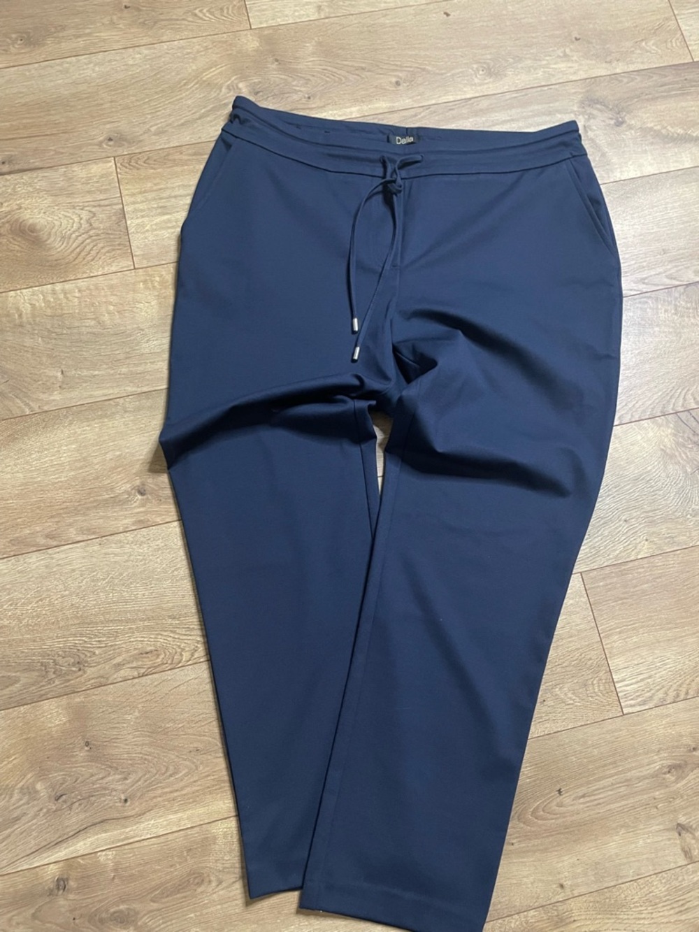 Dalia Navy Stretch Pull-On straight-leg trousers with drawstring waist size L - Picture 6 of 12